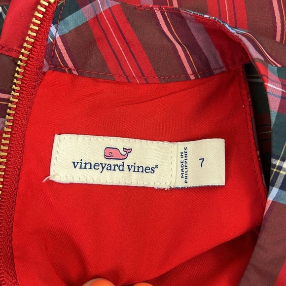 Vineyard Vines Red Plaid Kids Dress - Picture 4 of 6